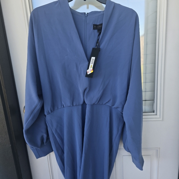 $249 Donna Karan New York V-Neck Long-Sleeve Dress Sz 14 No Belt New - Picture 4 of 12
